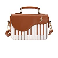 EVEOUT Las Señoras Con Estilo de Piano Patente Bolso Hombro- Bolso bandolera para mujer (Marrón)